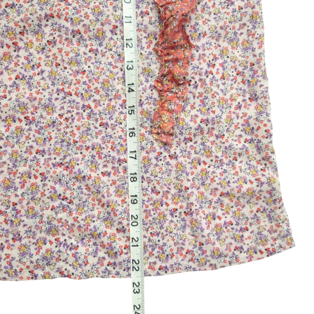 ANN TAYLOR Floral Ruffle Trim Shell Blouse Top Pink Orange Lilac Size XS - Picture 10 of 13